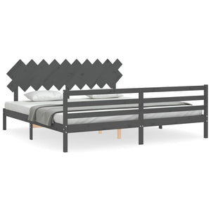 Massivholzbett Grau 200x200 cm