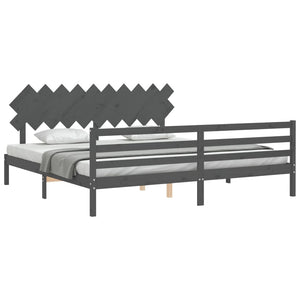 Massivholzbett Grau 200x200 cm