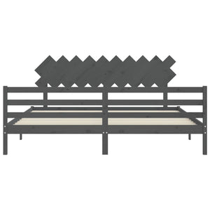Massivholzbett Grau 200x200 cm