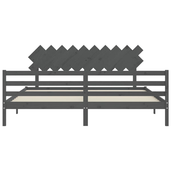 Massivholzbett Grau 200x200 cm