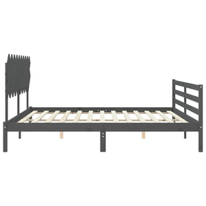 Massivholzbett Grau 200x200 cm