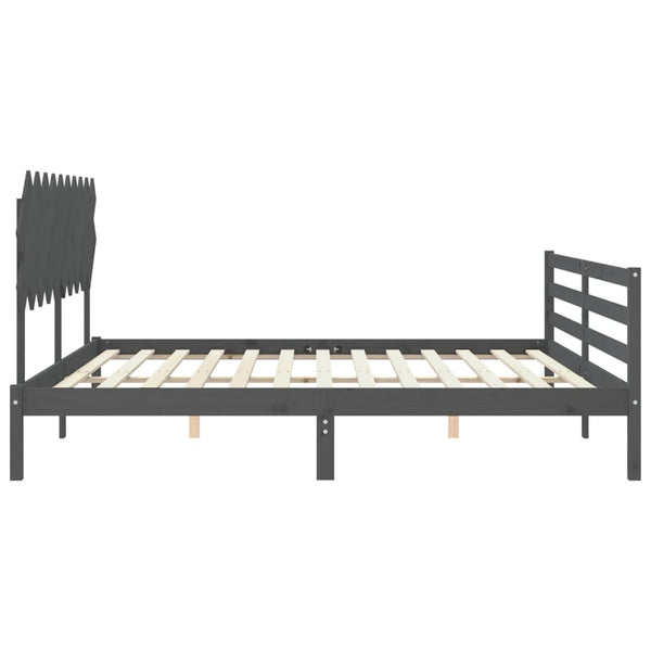 Massivholzbett Grau 200x200 cm