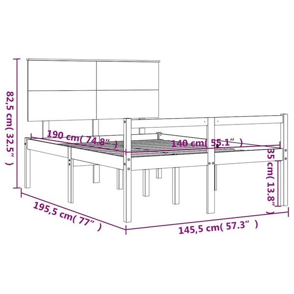 vidaXL Senior Bed with Headboard 140x190 cm Solid Wood