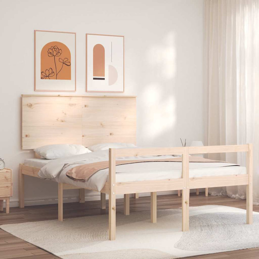 vidaXL Senior Bed with Headboard 140x190 cm Solid Wood