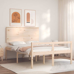 vidaXL Senior Bed with Headboard 140x190 cm Solid Wood