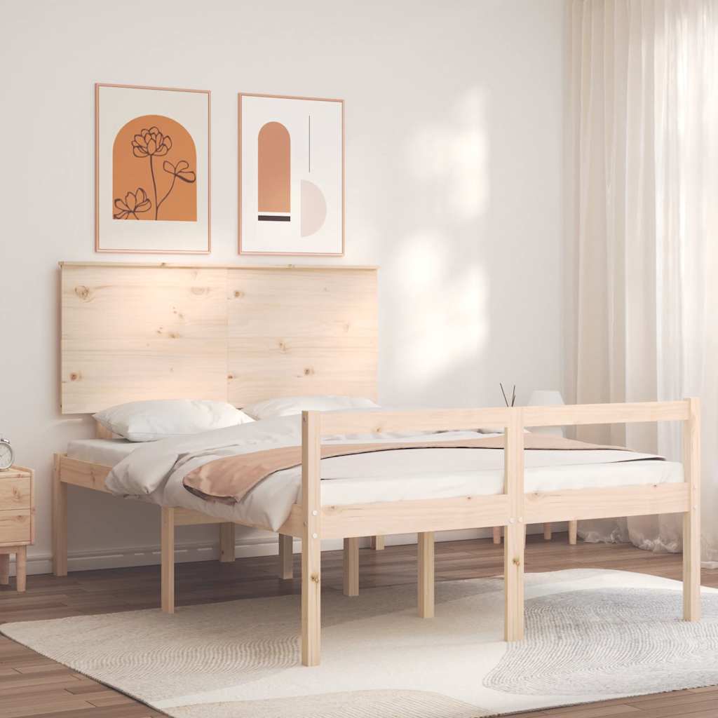 vidaXL Senior Bed with Headboard 140x190 cm Solid Wood