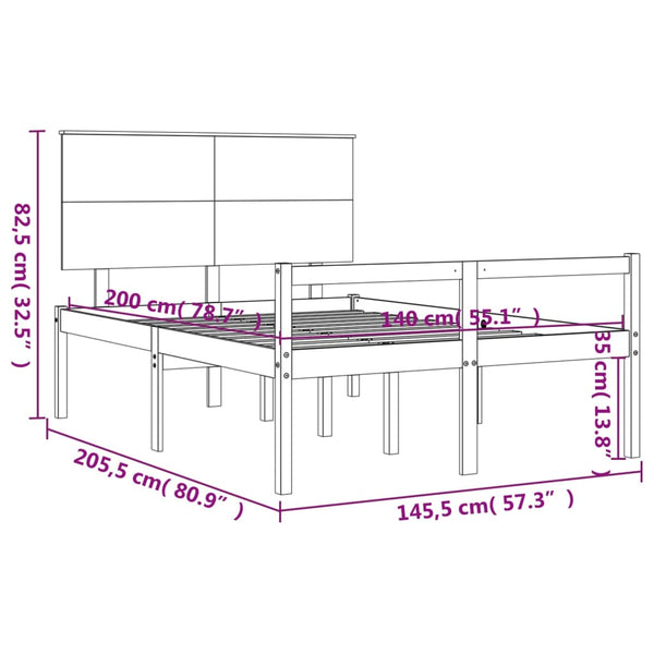 vidaXL Lit pour personnes âgées avec tête de lit 140x200 cm Bois massif