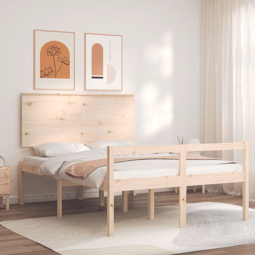 vidaXL Senior Bed with Headboard 140x200 cm Solid Wood
