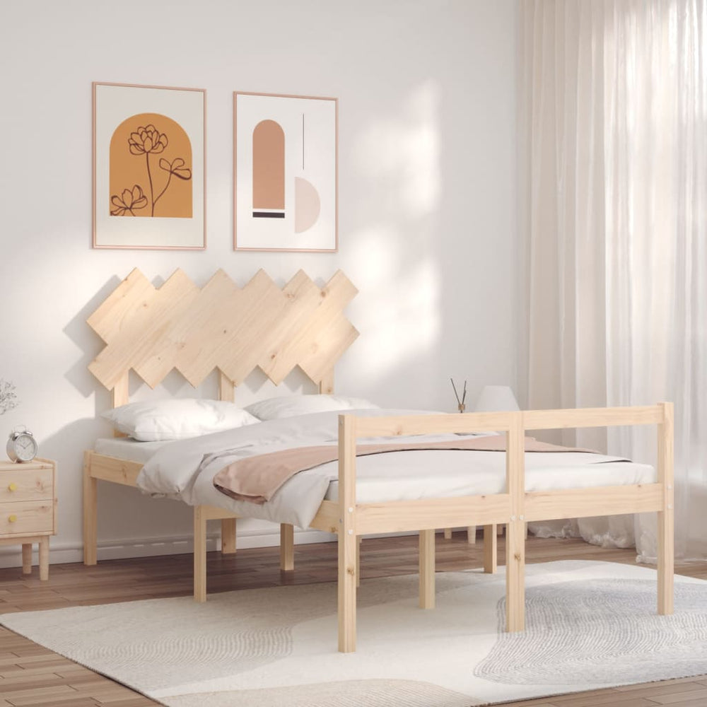 vidaXL Solid Wood Senior Bed with Headboard