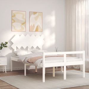 vidaXL Lit senior avec tête de lit Blanc Bois massif