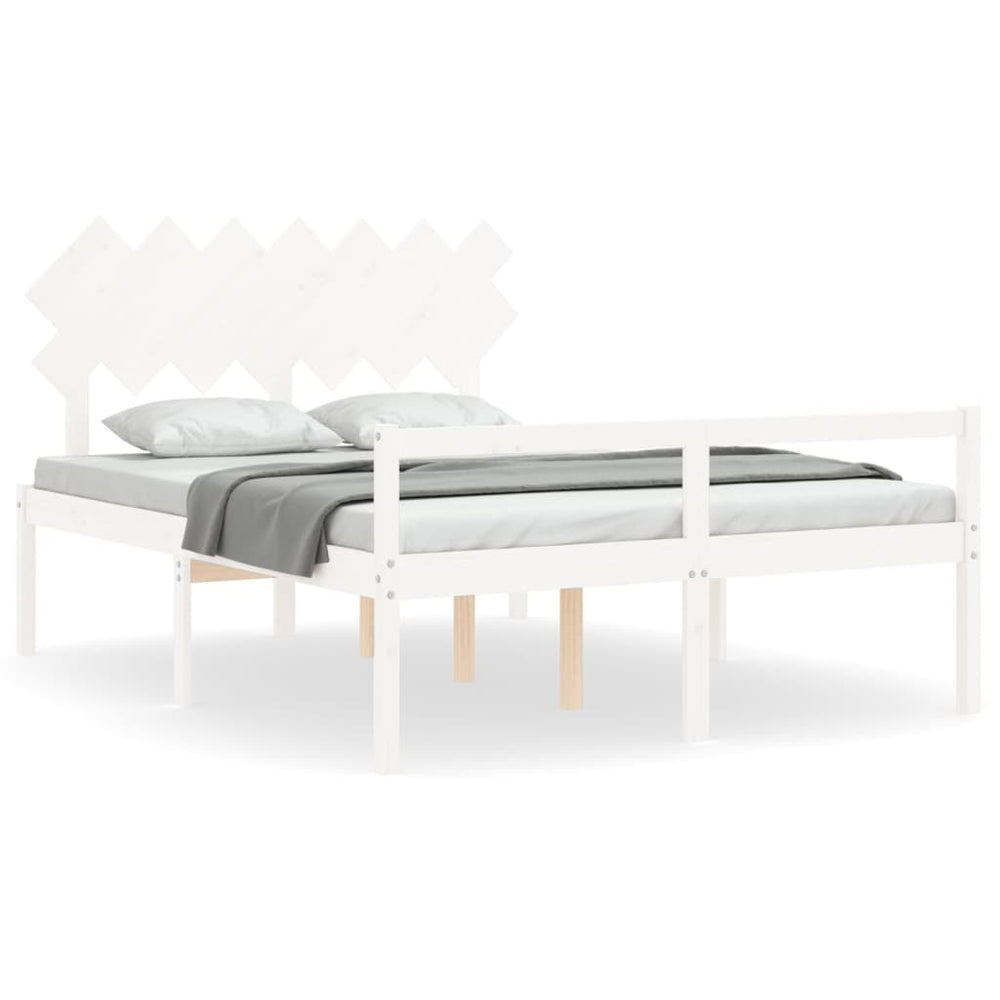 vidaXL Lit senior avec tête de lit 140x190 cm Blanc Bois massif