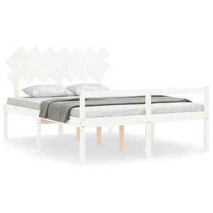 Seniorenbett 140x190 cm Weiß Massivholz
