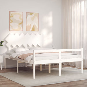 Seniorenbett 140x190 cm Weiß Massivholz