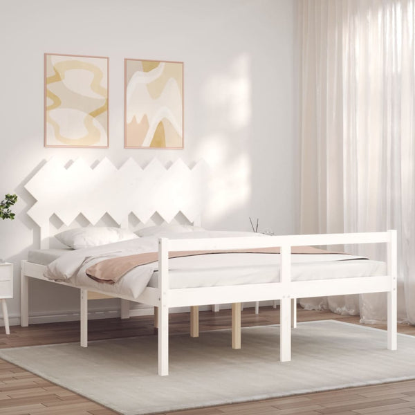 Seniorenbett 140x190 cm Weiß Massivholz