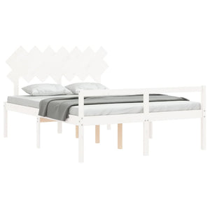 Seniorenbett 140x190 cm Weiß Massivholz
