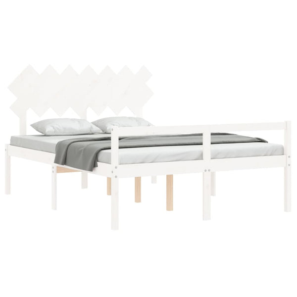 Seniorenbett 140x190 cm Weiß Massivholz