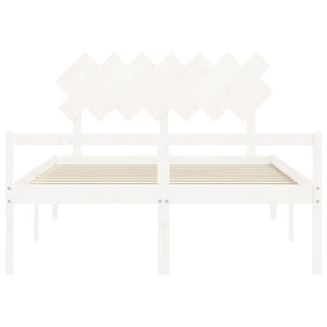 Seniorenbett 140x190 cm Weiß Massivholz