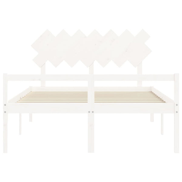 Seniorenbett 140x190 cm Weiß Massivholz
