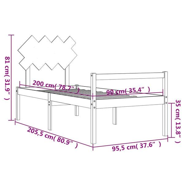 Seniorenbett 90x200 cm Massivholz