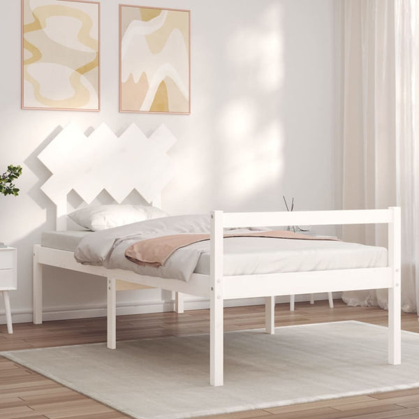 Seniorenbett 90x200 cm Weiß Massivholz