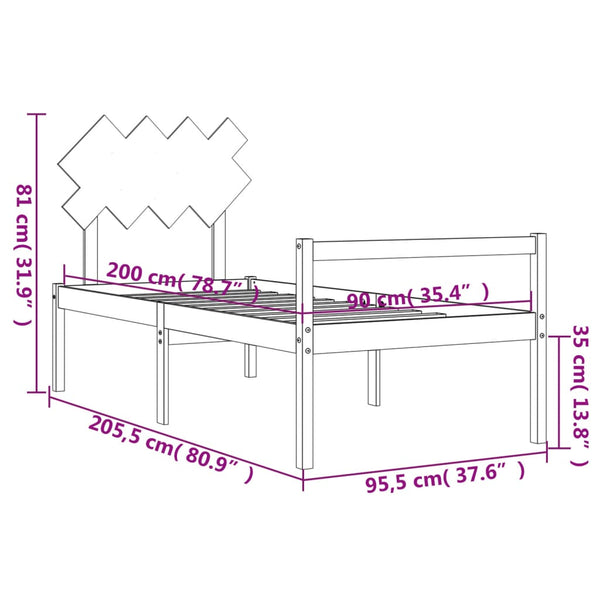 Seniorenbett 90x200 cm Weiß Massivholz