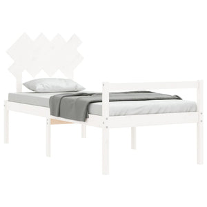 Seniorenbett 90x200 cm Weiß Massivholz
