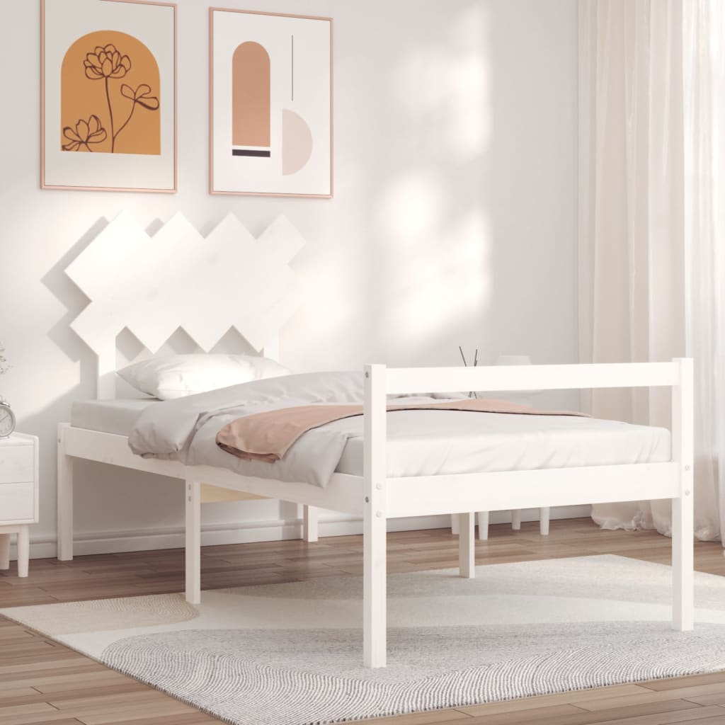 Seniorenbett 90x200 cm Weiß Massivholz