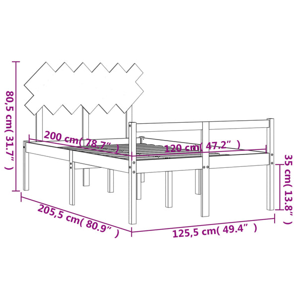 vidaXL Lit pour personnes âgées avec tête de lit 120x200 cm Bois massif