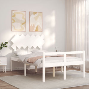 Seniorenbett 120x200 cm Weiß Massivholz
