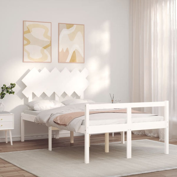Seniorenbett 120x200 cm Weiß Massivholz