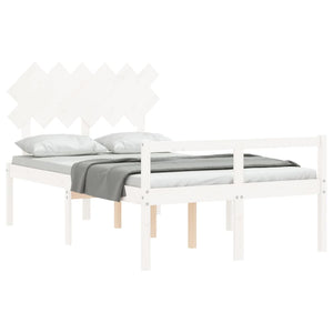 Seniorenbett 120x200 cm Weiß Massivholz
