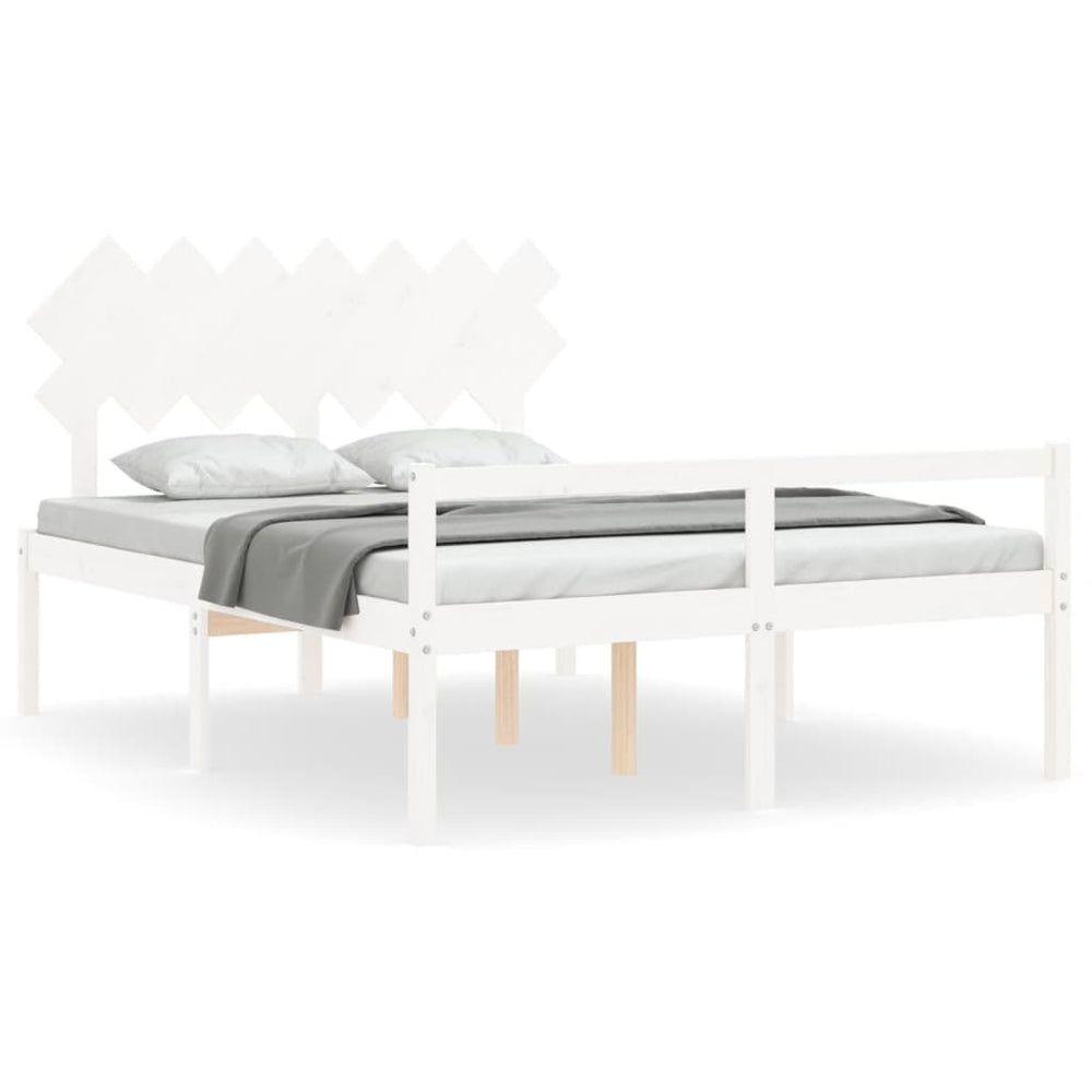 vidaXL Lit senior avec tête de lit 140x200 cm Blanc Bois massif