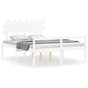 Seniorenbett 140x200 cm Weiß Massivholz