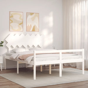 Seniorenbett 140x200 cm Weiß Massivholz