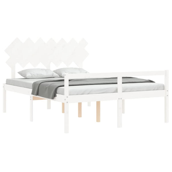 Seniorenbett 140x200 cm Weiß Massivholz