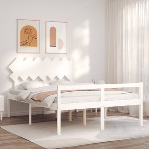 Seniorenbett 140x200 cm Weiß Massivholz