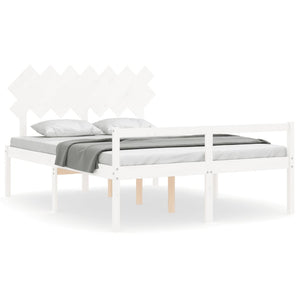 Kingsize Seniorenbett Weiß Massivholz
