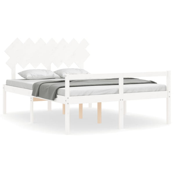 Kingsize Seniorenbett Weiß Massivholz