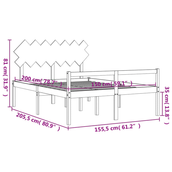 Kingsize Seniorenbett Weiß Massivholz