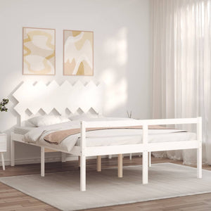 Kingsize Seniorenbett Weiß Massivholz