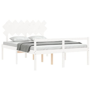 Kingsize Seniorenbett Weiß Massivholz