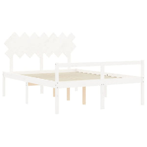 Kingsize Seniorenbett Weiß Massivholz