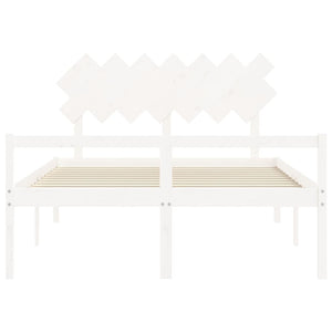 Kingsize Seniorenbett Weiß Massivholz