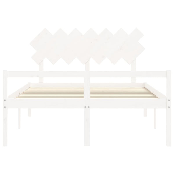 Kingsize Seniorenbett Weiß Massivholz