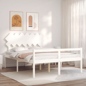 Kingsize Seniorenbett Weiß Massivholz