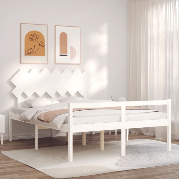 Kingsize Seniorenbett Weiß Massivholz