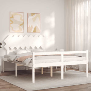 Seniorenbett 160x200 cm Weiß Massivholz