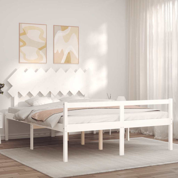 Seniorenbett 160x200 cm Weiß Massivholz