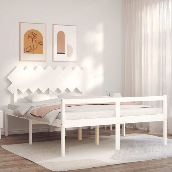 Seniorenbett 160x200 cm Weiß Massivholz