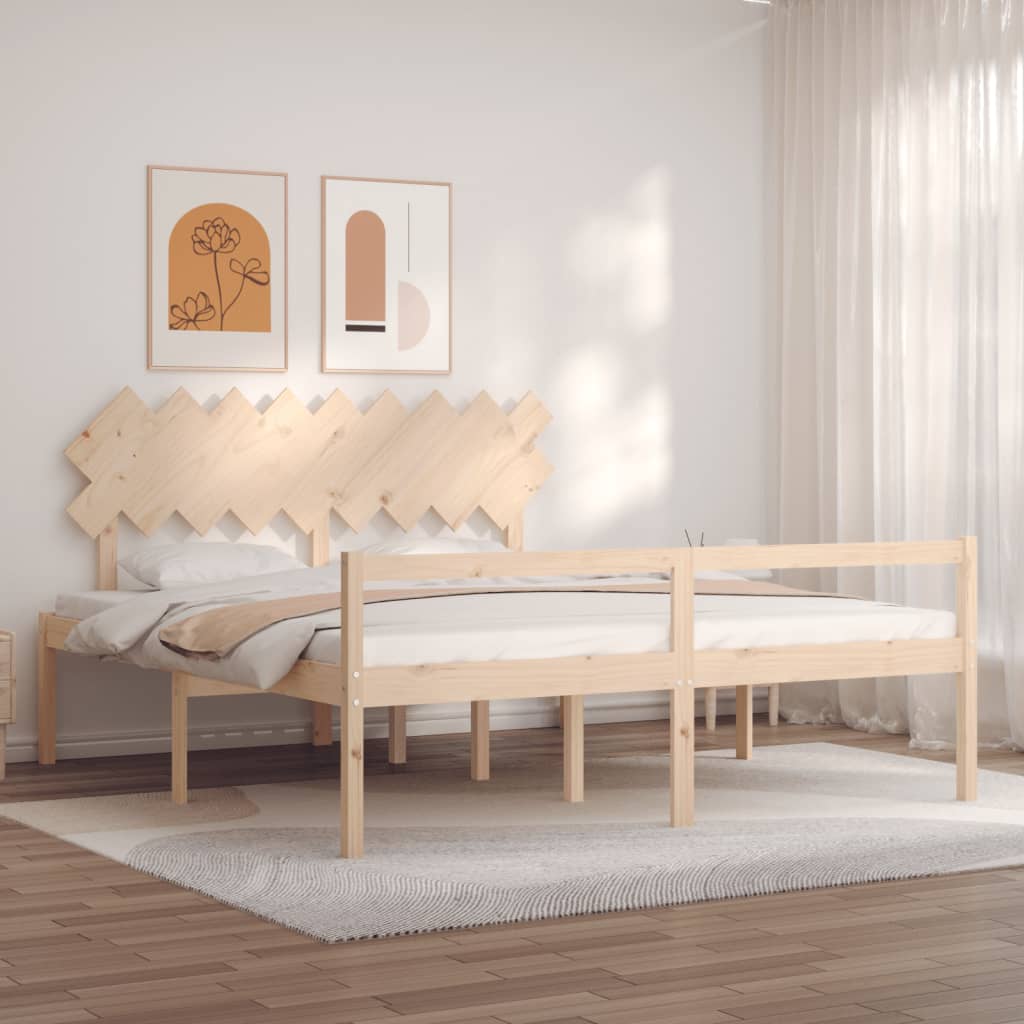 vidaXL Lit senior avec tête de lit Super King Size en bois massif